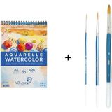 Pebeo 111 Sentetik Yuvarlak Uçlu Suluboya Fırça Seti ve Van Dyck Defter A5 300GR - Karışık-Çok Renkli - standart