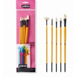 Pebeo 5'li Uzun Sap Fırça Seti Beyaz Bristle Kıl (No: 2, 6, 8, 12 + Yelpaze Fırça No:2) SET-12