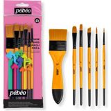 Pebeo Fırça Seti 6'lı Yumuşak Kıllar ile Ergonomik Tasarım Sanat İçin Renkli Fırçalar