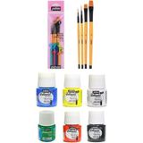 Pebeo Setacolor Opak Kumaş Boyası Seti Ana Renkler 6 x 45ML + Pebeo Fırça Seti 4'lü (5)