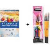 Pebeo Suluboya Fırça Seti:1 - 4'lü ve Van Dyck Defter A5 300GR - Karışık-Çok Renkli - standart