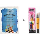 Pebeo Suluboya Fırça Seti:1 - 4'lü ve Vox Defter A5 315GR - Karışık-Çok Renkli - standart