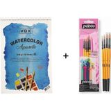 Pebeo Suluboya Fırça Seti:2 - 4'lü ve Vox Defter A5 315GR - Karışık-Çok Renkli - standart