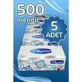 Peçito "500" Çift Katlı Pratik Mendil Çek Kullan Kutu Mendil (5ADET)X(100MENDİL) - Beyaz