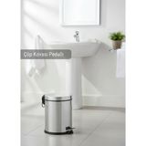 Pedallı Banyo Ve Mutfak Çöp Kovası 5 Litre - Krom Metalik Gri Lüks Çöp Kutusu İç Kovalı
