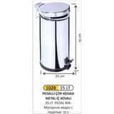 Pedallı Çöp Kovası 18 Lt Metal Iç Kovalı - Gri - 35LT