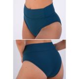 Peddon Regl Dönemine Özel Konforlu Pedkini Mayo Altı Eco Friendly Swimwear Süper Emici Yüksek Bel Bikini Altı Yeşil Regl Mayosu - Petrol Yeşili