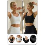 Pedli Kalın Askılı Spor Sütyeni Crop Model Premium Kalite (siyah ekru, XS)