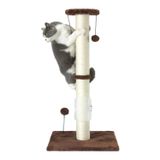 PEEKAB 81 cm Uzun Kedi Tırmalama Direği Sisal Halat Çizik Direkleri Asılı Top ve Kendi Kendine Masaj Fırçasıyla İç Mekan Kedileri ve Yavru Kedi Yavruları için Dikey Scratcher (Kahverengi 81 cm)