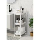 Peggy Beyaz Geniş 3 Katlı Çok Amaçlı Mutfak Banyo Raf Ünitesi Tekerlekli Organizer