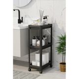Peggy Siyah Geniş 3 Katlı Çok Amaçlı Mutfak Banyo Raf Ünitesi Tekerlekli Organizer