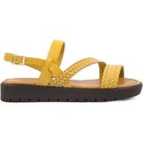 Pegia Kadın Örgülü Deri Sandalet DG6060 - Sarı