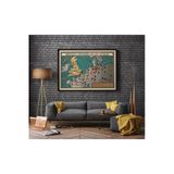 Pegziz 2. Dünya Savaşı Büyük Britanya Haritası Sanatsal Duvar Dekorasyon Poster 60X90cm.