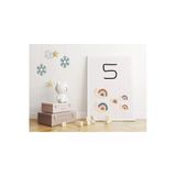 Pegziz Bebek Odası Dekorasyon - Sayılar 5 Minimalist Kanvas Tablo - Çocuk Odası Tablo