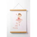 Pegziz Çocuk Odası Ahşap Askılı Balerin Baskılı Kanvas Duvar Dekorasyonu 40X50cm.