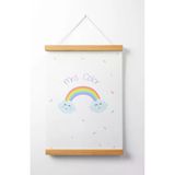 Pegziz Çocuk Odası Ahşap Askılı Gök Kuşağı Baskılı Kanvas Duvar Dekorasyonu 40X50cm.