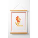 Pegziz Çocuk Odası Ahşap Askılı Hayvan Figürlü L Harfi Baskılı Kanvas Duvar Dekorasyonu 40X50cm.