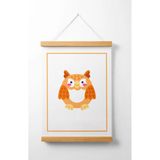 Pegziz Çocuk Odası Ahşap Askılı Hayvan Figürlü O Harfi Baskılı Kanvas Duvar Dekorasyonu 40X50cm.
