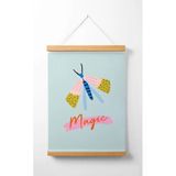 Pegziz Çocuk Odası Ahşap Askılı Kelebek Baskılı Kanvas Duvar Dekorasyonu 40X50cm.
