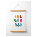 Pegziz Çocuk Odası Ahşap Askılı Rakamlar Baskılı Kanvas Duvar Dekorasyonu 40X50cm.