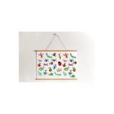 Pegziz Çocuk Odası Ahşap Askılı Tırtıllar Baskılı Kanvas Duvar Dekorasyonu 40X50cm.