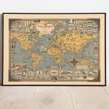 Pegziz Dünyası Haritası Sanatsal Duvar Dekorasyon Poster 60x90cm. Tam Renkli, Coated, Tematik, Harita