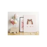 Pegziz Minik Ayıcıklı Be Happy Modern Kanvas Tablo - Bebek Odası Dekorasyon - Çocuk Odası Tablo