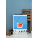 Pegziz Negroni Kokteyl Modern Kanvas Tablo - Cafe Dekor - Salon Mutfak İçin Duvar Dekoru