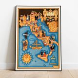 Pegziz pgzzNM129 İtalya Haritası Sanatsal Duvar Dekorasyon Poster 60x90cm.