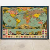 Pegziz pgzzNM163 Dünya Haritası Sanatsal Duvar Dekorasyon Poster 60x90cm.