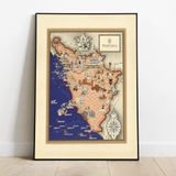 Pegziz pgzzNM2450 İtalya Toskana Bölgesi 1939 Haritası Sanatsal Duvar Dekorasyon Poster 60x90cm.
