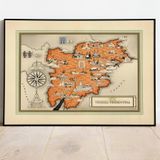 Pegziz pgzzNM2464 İtalya Venedik Bölgesi Haritası Sanatsal Duvar Dekorasyon Poster 60x90cm.