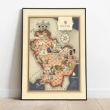 Pegziz pgzzNM2506 İtalya Lucania Bölgesi Haritası Sanatsal Duvar Dekorasyon Poster 60x90cm.