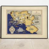Pegziz pgzzNM2528 İtalya Campania Bölgesi Haritası Sanatsal Duvar Dekorasyon Poster 60x90cm.