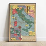 Pegziz pgzzNM2608 2. Dünya Savaşı İtalya Haritası Sanatsal Duvar Dekorasyon Poster 60x90cm.