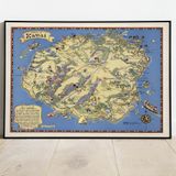 Pegziz pgzzNM2644 Kauai Adası Haritası Sanatsal Duvar Dekorasyon Poster 60x90cm.