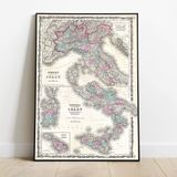 Pegziz pgzzNM2732 İtalya Haritası Sanatsal Duvar Dekorasyon Poster 60x90cm.