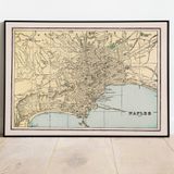Pegziz pgzzNM3067 İtalya Napoli Şehir Planı Haritası Sanatsal Duvar Dekorasyon Poster 60x90cm.