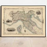 Pegziz pgzzNM3098 Kuzey İtalya Haritası Sanatsal Duvar Dekorasyon Poster 60x90cm.