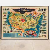Pegziz pgzzNM3149 2. Dünya Savaşı Amerika Haritası Sanatsal Duvar Dekorasyon Poster 60x90cm.