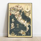 Pegziz pgzzNM642 İtalya Gastronomi Haritası Sanatsal Duvar Dekorasyon Poster 60x90cm.