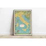 Pegziz pgzzNM647 İtalya Haritası Sanatsal Duvar Dekorasyon Poster 60x90cm.