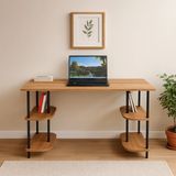 Peka 4 Raflı Çalışma Masası Bilgisayar Masası Ofis Ders Yemek Masası Ahşap Ayaklı - 120cm x 52cm - Çam