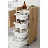 PEKA 4 Sepetli Tekerlekli Banyo Dolabı Çok Amaçlı Düzenleyici Mutfak Organizer