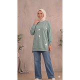 PEKA kadın pul işlemeli kalp desenli tesettür tunik sweatshirt