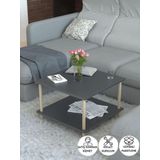 Peka Kare Orta Sehpa Ahşap Ayaklı Sehpa Iki Raflı Sehpa Dekoratif Sehpa Gazetelikli-Antrasit - 60X60