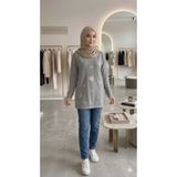 PEKA payet pul işlemeli kalp desenli kadın tesettür tunik- sweatshirt