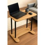 Peka Tekerlekli Laptop Sehpası Kahvaltı Masası Yan Sehpa - 60x35 - Safir Meşe