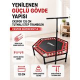 Pekial 135 cm (54 İnç) Kırmızı Tutunmalı Step Trambolin, 120 kg Taşıma Kapasitesi ile Eğlenceli Egzersiz