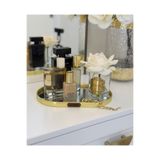 PEKİBU OVAL MODEL AYNALI SUNUM TEPSİ DEKOR GOLD 25 CM